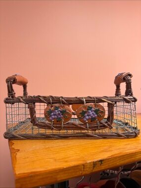 Vintage Grape Vine Wire Basket